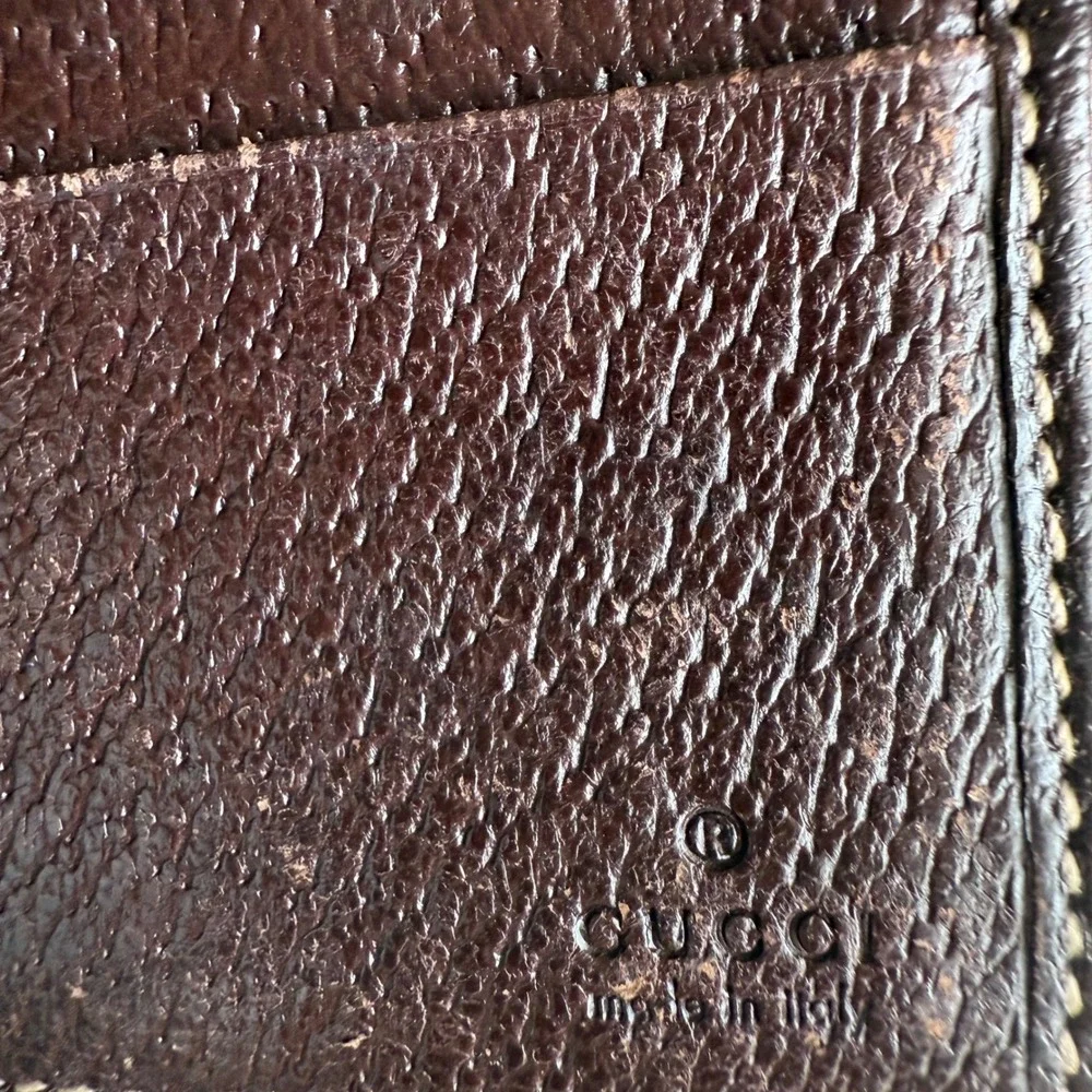 Gucci Monogram Canvas Leather Bifold Wallet Brown Beige - Picture 5 of 7